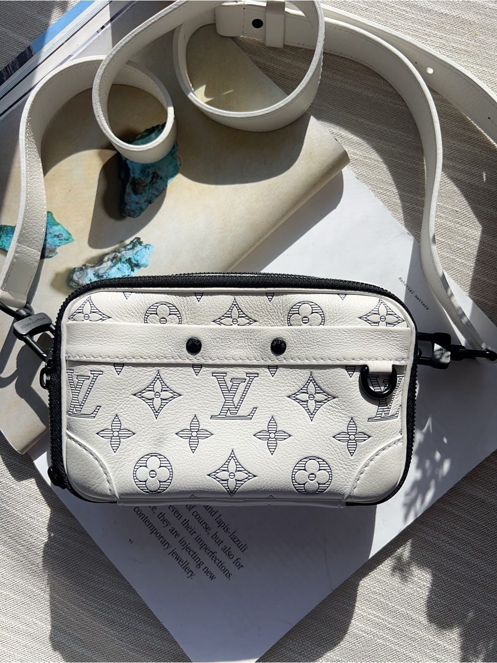 Louis Vuitton Monogram Shadow Alpha Wearable Wallet Shoulder Bag White